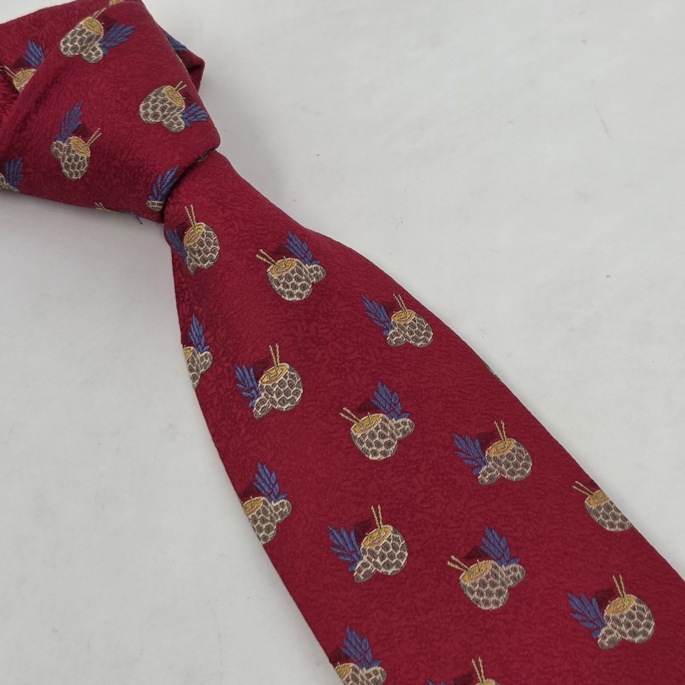 Tommy Bahama Red Pineapple All Over Print Hand Sewn 100% Silk Men's Tie